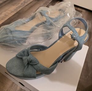 Marc Fisher Blue Denim Heels with Bow